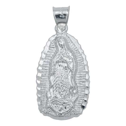 Dije Virgencita De Guadalupe Troquelada Grande Plata 925 Plateado