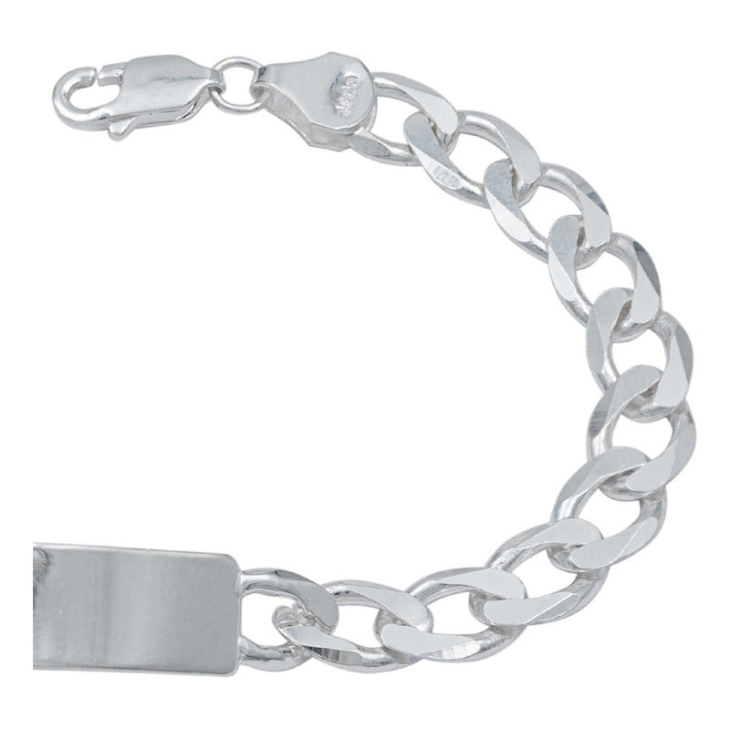 Pulsera Esclava Cubana Barbada Gruesa Hombre Plata 925 8 Mm