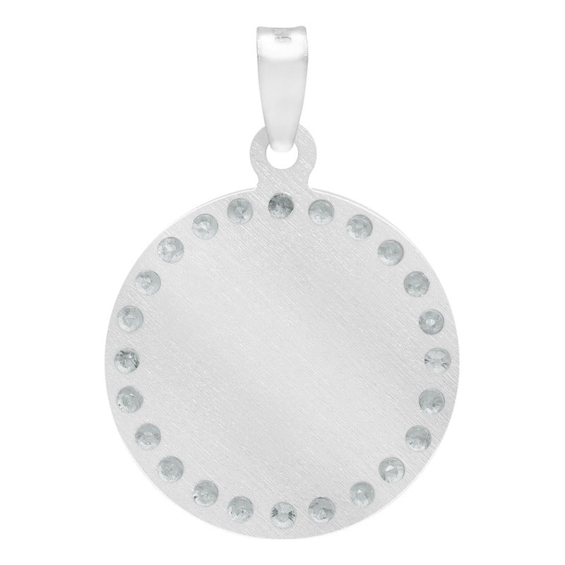 Dije Medalla Virgencita Guadalupe Zirconias Plata 925 1.8 Cm Blanco