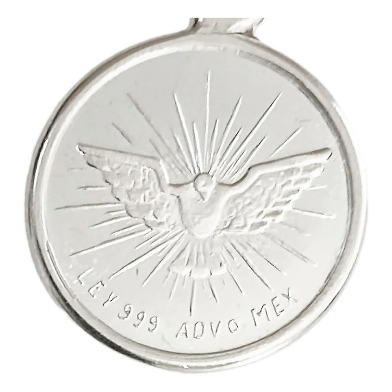 Dije Medalla Espiritu Santo Chica Plata Pura Ley 999