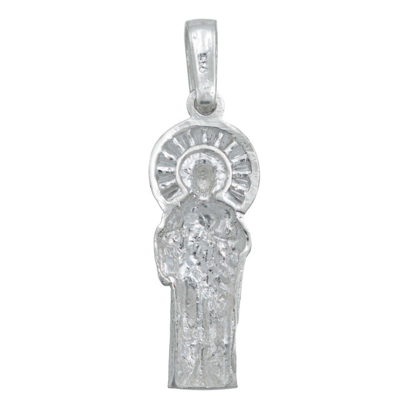 Dije Chico San Judas Liso Zirconia Plata Ley 925 4.5 Cm Blanco