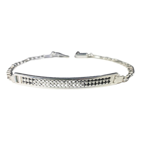 Pulsera Esclava Moderna De Placa Con Zirconias En Plata 925