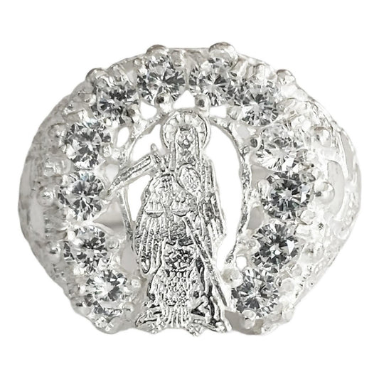 Anillo Santa Muerte Herradura Zirconias Plata Ley 925