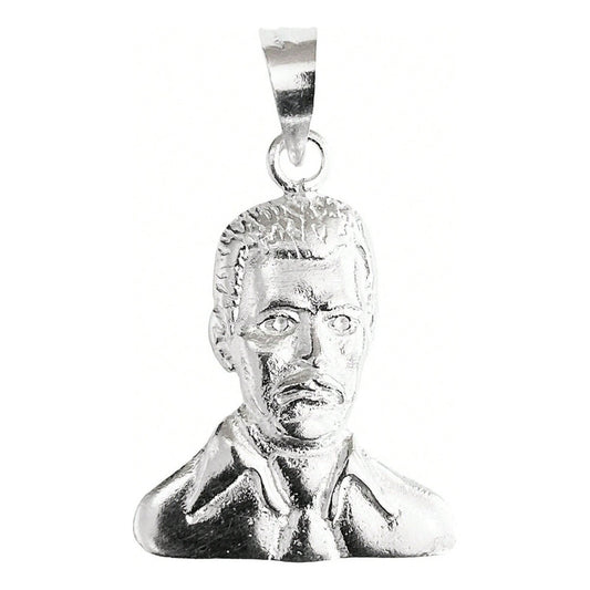 Dije Rostro Jesus Malverde Liso Plata Solida Ley S925 Plateado
