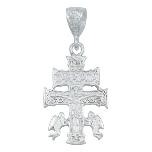 Dije Cruz Caravaca Mediana Angeles Regalo Hombre Plata 925 - Plateado