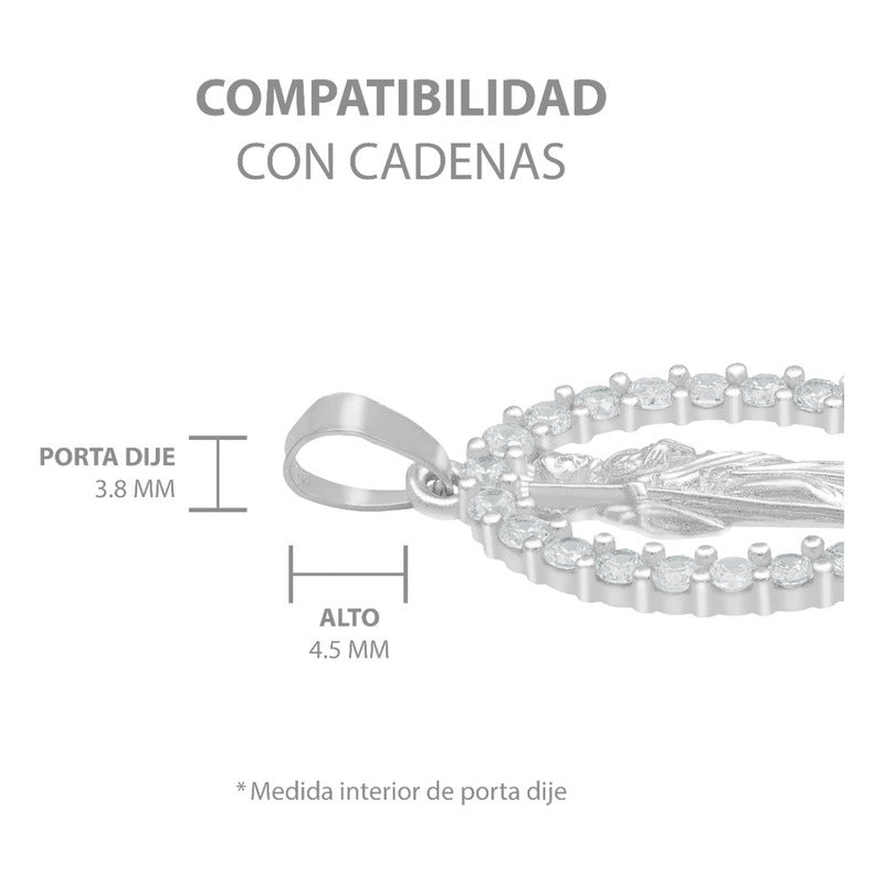 Dije San Judas Liso Borde Zirconias Unisex Plata 925 2.7 Cm