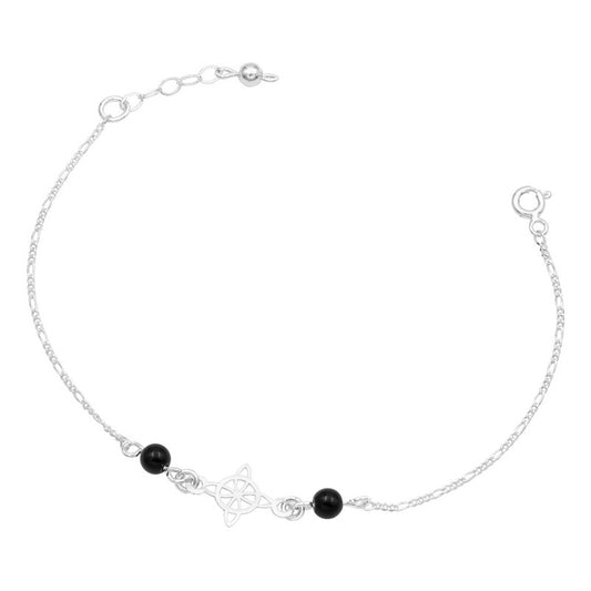Joyaris Pulsera Nudo Bruja Figaro Plata 925 Mujer Ajustable Negro 18 Cm