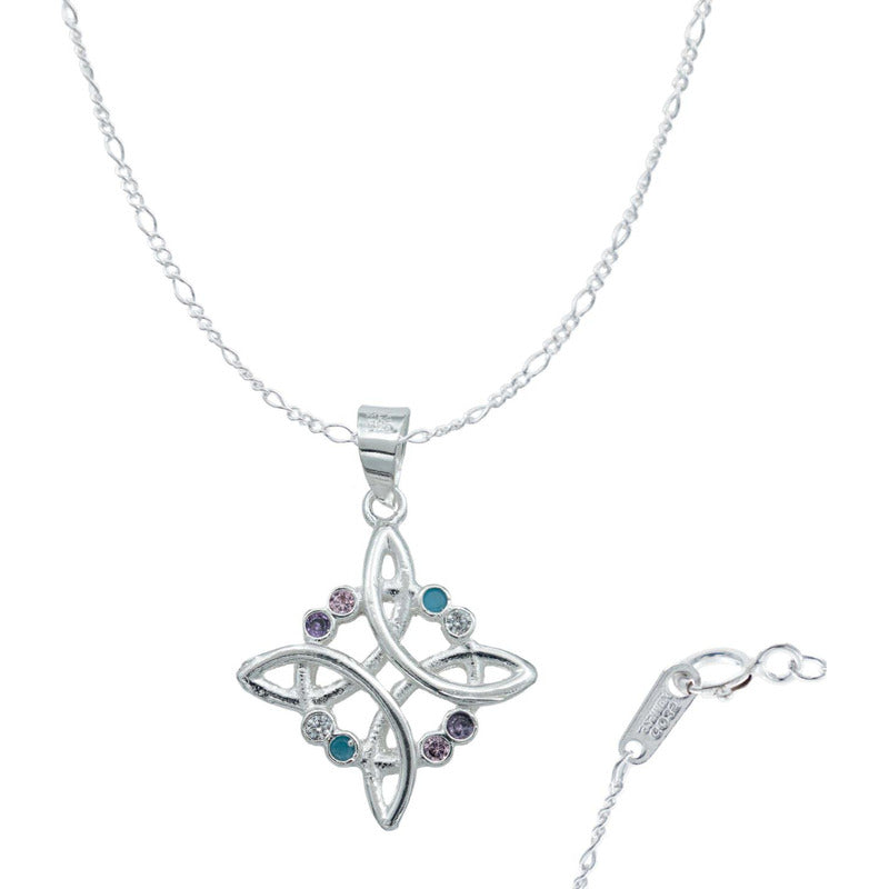 Collar Nudo De Bruja 8 Zirconias Mujer Regalo Plata Ley 925