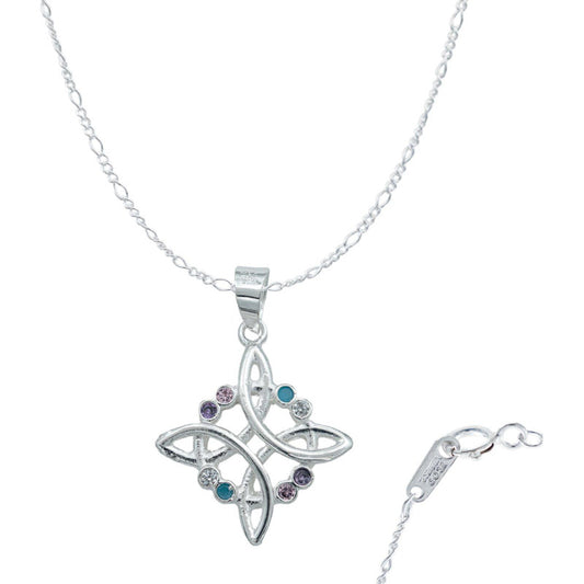 Collar Nudo De Bruja 8 Zirconias Mujer Regalo Plata Ley 925