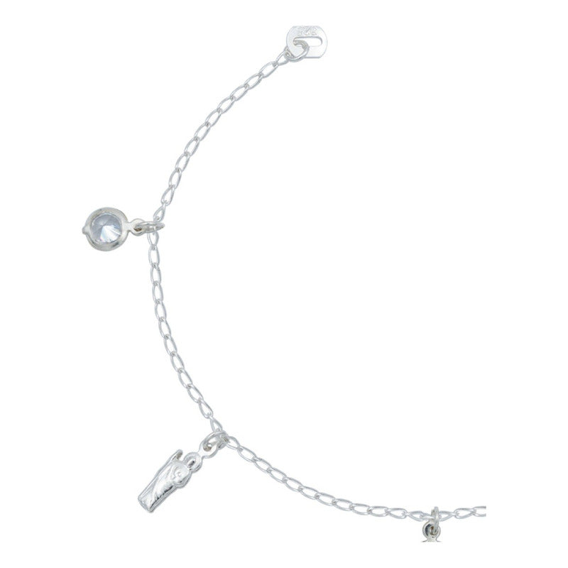 Pulsera San Judas Tadeo Colgante Zirconias Plata 925