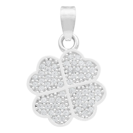 Dije Trebol Cuatro Hojas Corazón Amor Regalo Mujer Plata 925 Blanco