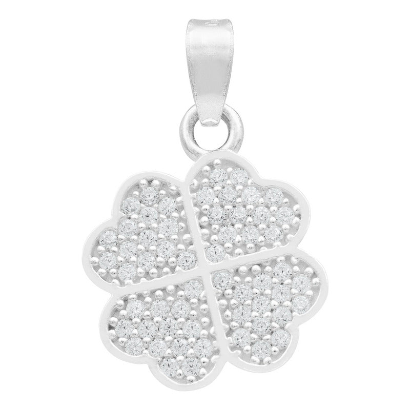Dije Trebol Cuatro Hojas Corazón Amor Regalo Mujer Plata 925