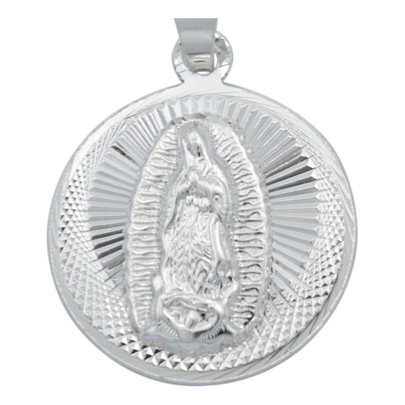 Dije Medalla Diamantada Virgen Guadalupe Plata 925 2 Cm