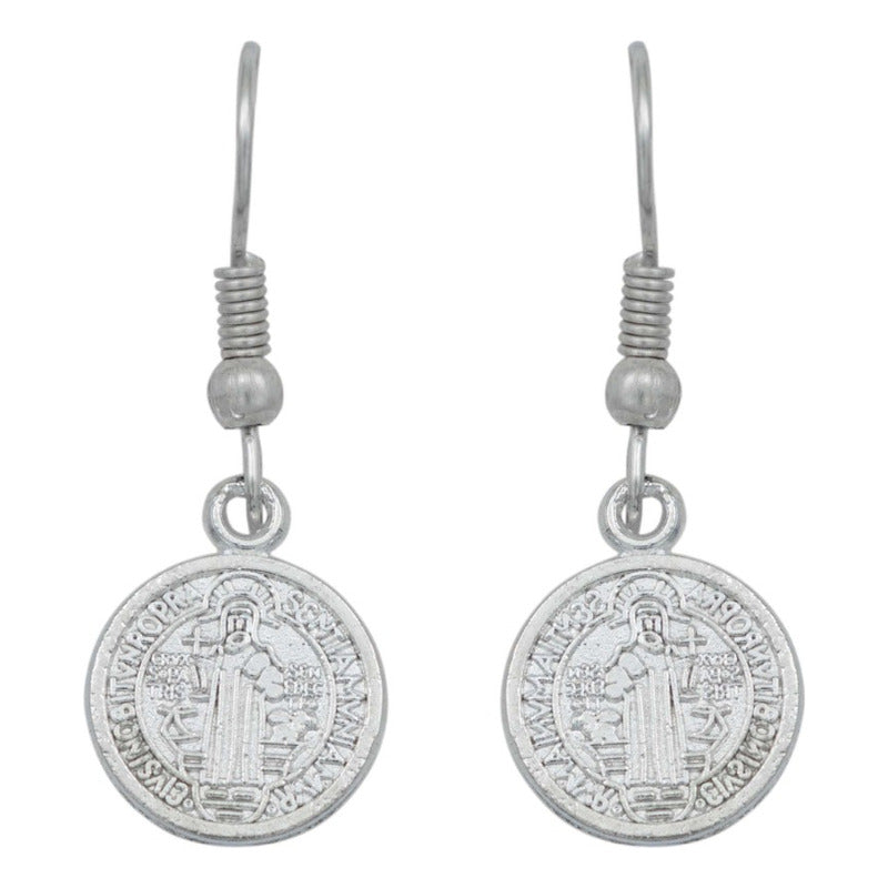 Aretes Doble Vista Gancho San Benito Aro Mujer Aleación