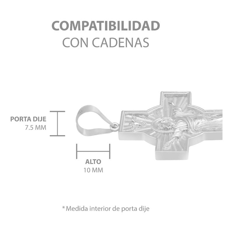 Dije Cruz Grande Cristo Espiritu Santo Hombre Plata 925 Plateado