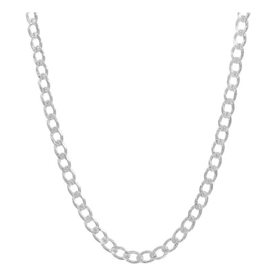 Cadena Cubana Diamantada Barbada Hombre Plata925 65cm X 9mm Plateado