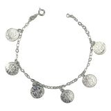 Pulsera Ajustable San Benito Pequeña Medallas Plata Ley 925