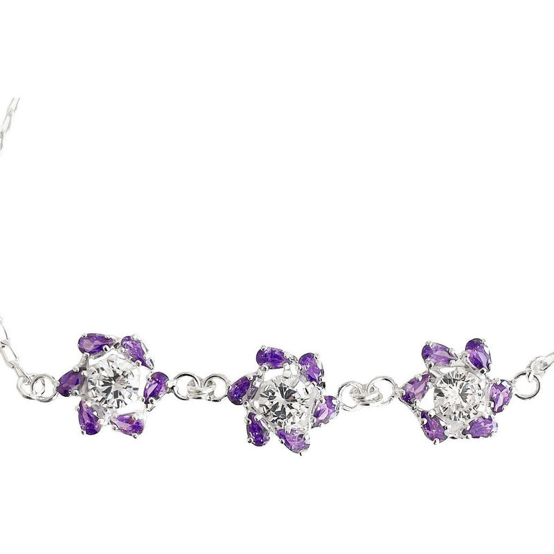 Pulsera Flores Con Zirconias Amor Regalo Plata Ley 925