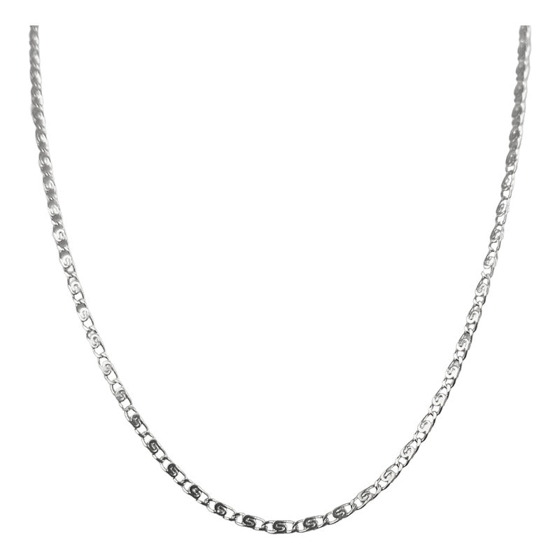 Cadena De Plata Ley .925 Marinera Grabada 55 Cm X 1 Mm