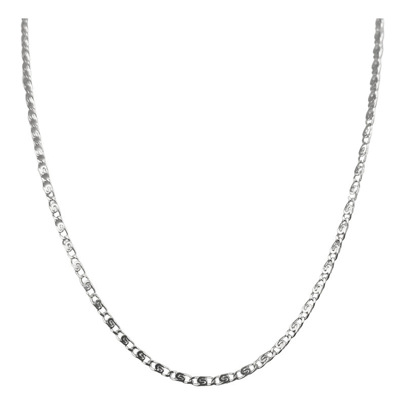Cadena De Plata Ley .925 Marinera Grabada 45 Cm X 1 Mm Plateado