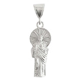 Dije Pequeño San Judas Corona Zirconias Liso Plata Ley 925