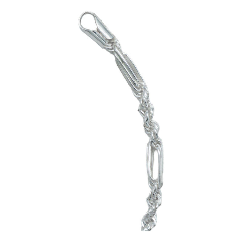 Pulsera Torsal Figaro Hombre Plata Italiana Ley S925 4 Mm