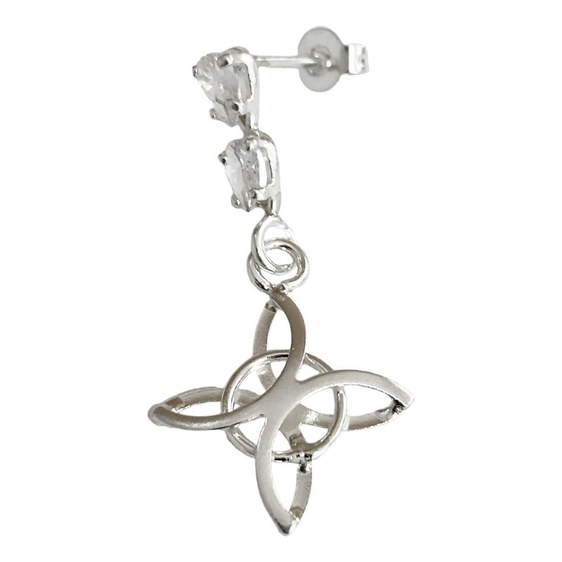Aretes Broquel Arracadas Pendientes Nudo De Bruja Plata 925