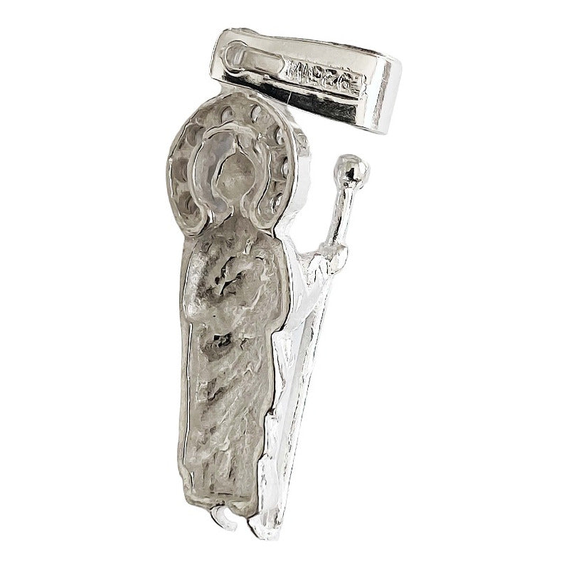 Collar Mini Dije Medalla San Judas Tadeo Zirconias Plata 925