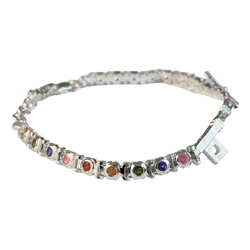 Pulsera Nudo De Bruja Con Zirconias De Colores En Plata S925