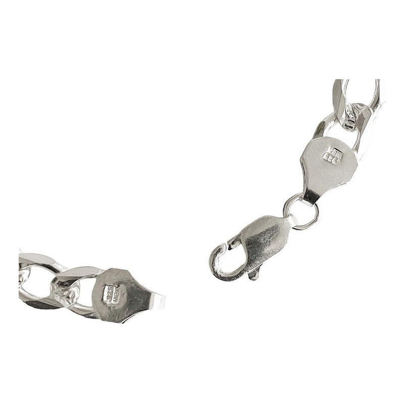 Esclava Hombre Pulsera Cubana Diamantada Plata Ley 925 7 Mm Plateado 7 Cm 18 Cm
