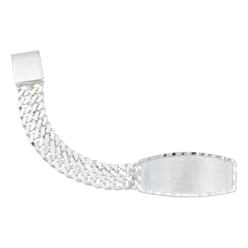 Esclava Niño Doble Cubana Diamantada Caja Plata 925 8 Mm