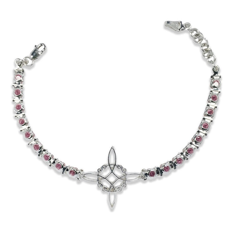 Pulsera Nudo De Bruja Con Zirconias De Colores En Plata S925