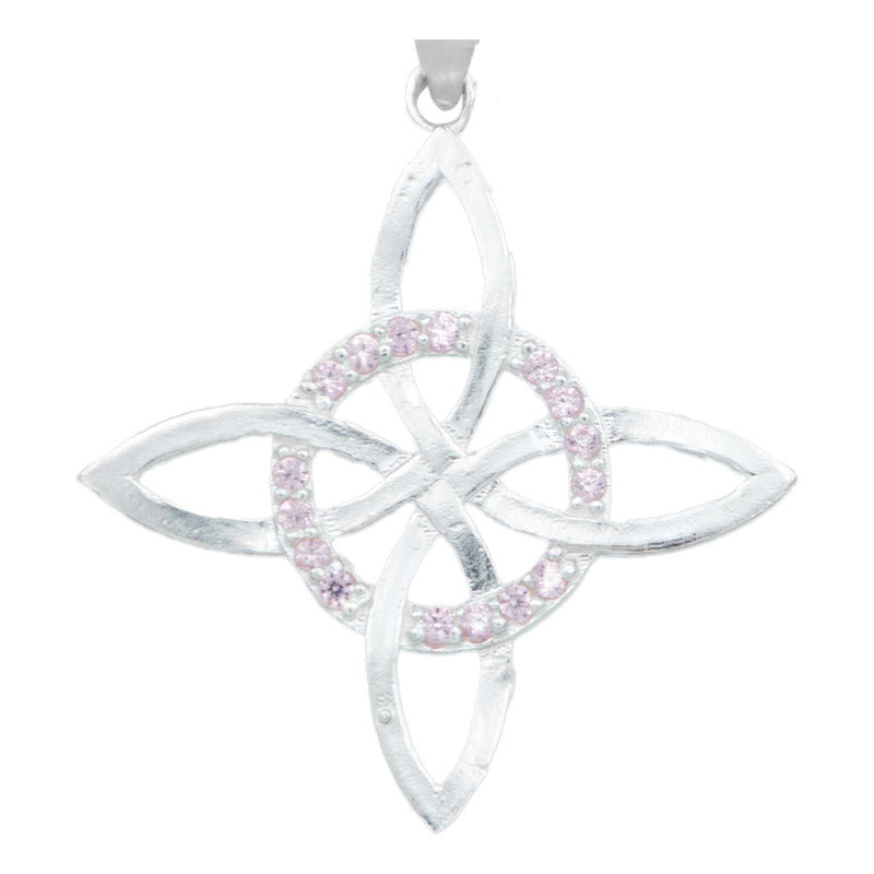 Collar Nudo De Bruja Celta Plano Zirconias Plata Ley S925