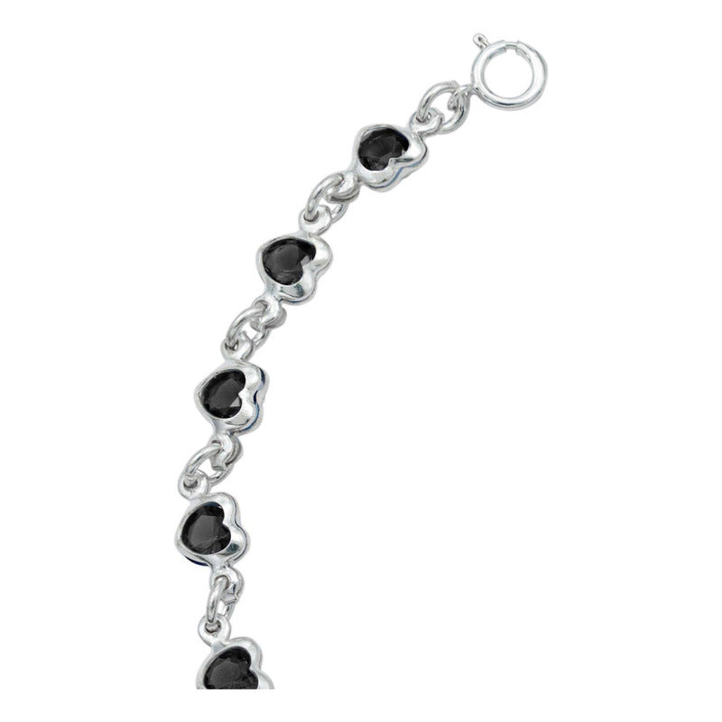 Pulsera Corazones Zirconias Amor Mujer Regalo Plata 925
