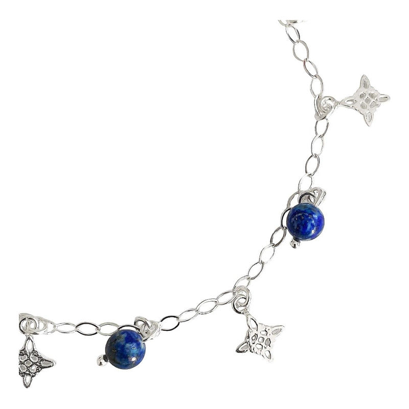 Pulsera Ajustable Nudo De Bruja Cuarzos Naturales Plata 925
