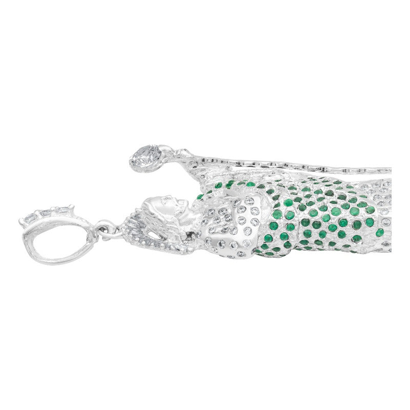 Dije 3d Medalla San Judas Tadeo Grande Zirconias Plata 925 Verde