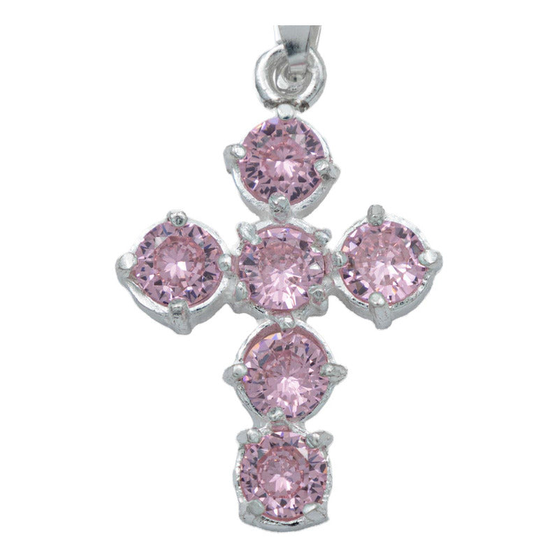 Dije Cruz Catolica De Zirconias Mediano Mujer Plata 925