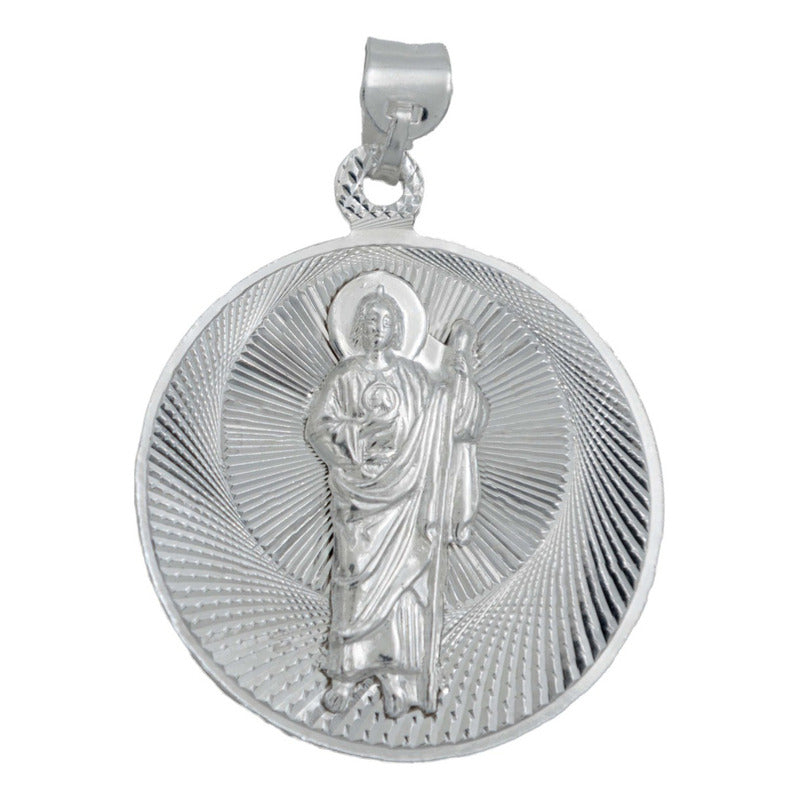 Dije Med Doble San Judas Virgen Guadalupe Plata 925 3.5 Cm