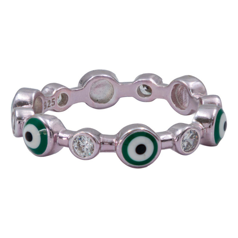Anillo Ojo Turco Churumbela Completa Zirconias Plata 925