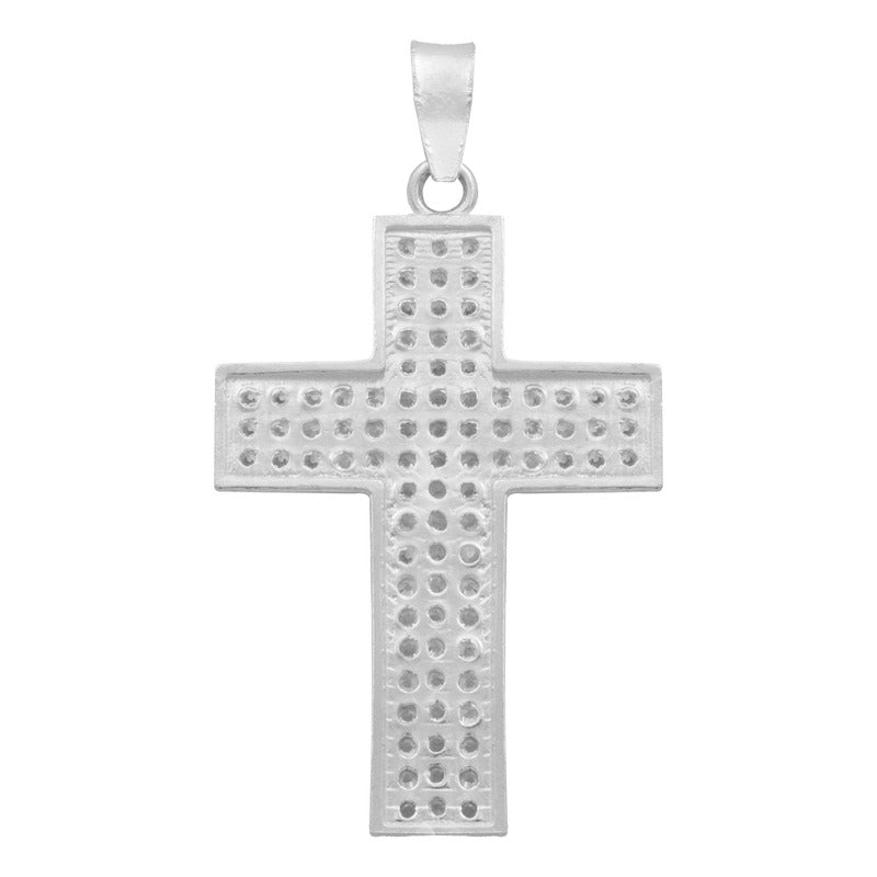 Dije Cruz Mediano Zirconias Hombre Regalo Plata 925 3.9 Cm