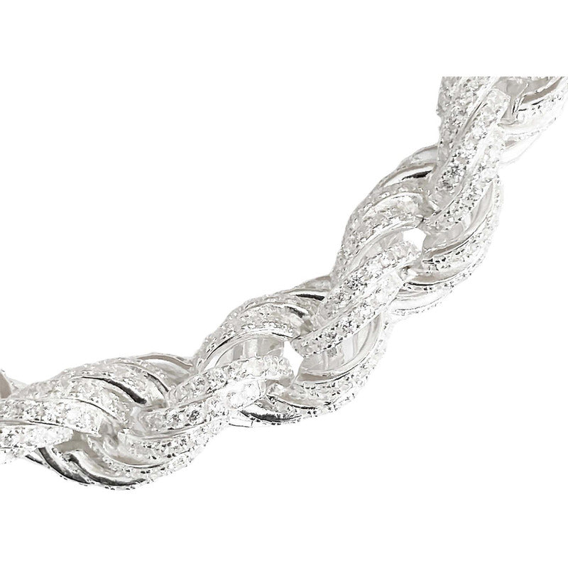 Pulsera Torzal Zirconias Hiphop Hombre Plata 925 1.2 Cm