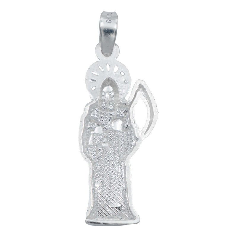 Dije Santa Muerte Chica Lisa Troquel Plata 925 3.3 Cm Plateado