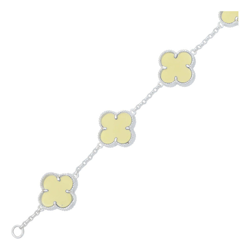 Pulsera Trebol Esmaltado Regalo Hombre Mujer Plata 925