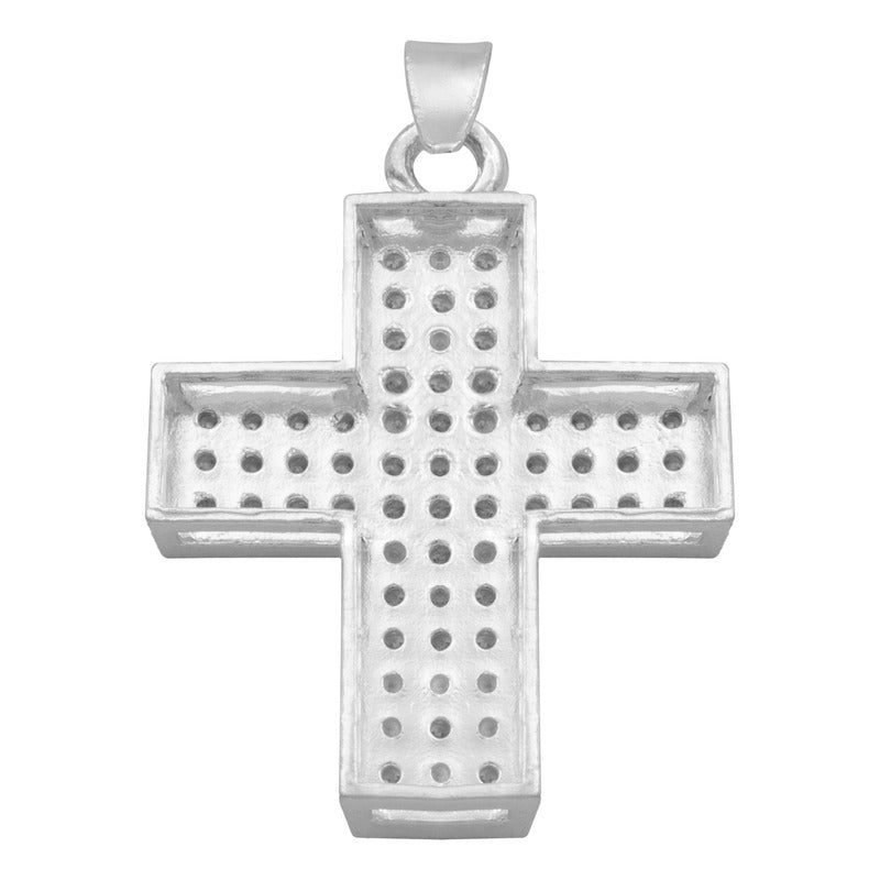 Dije Cruz Simetrica Zirconias Unisex Plata 925 2.9 Cm