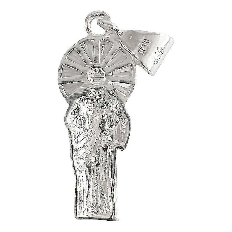 Dije Pequeño San Judas Corona Zirconias Liso Plata Ley 925 Verde Alto/ancho 4.3 Cm X 1.3 Cm