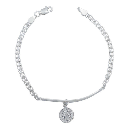 Pulsera Esclava Bismark Placa Colgante Movible Plata S925