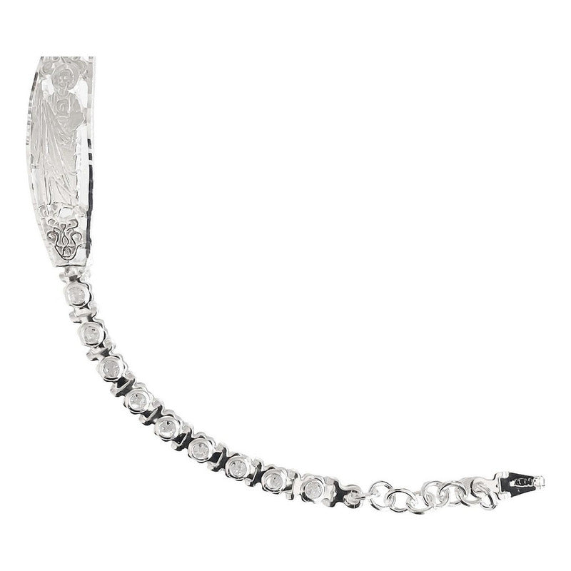 Pulsera Ajustable Dama Placa San Judas Grabado Plata Ley 925
