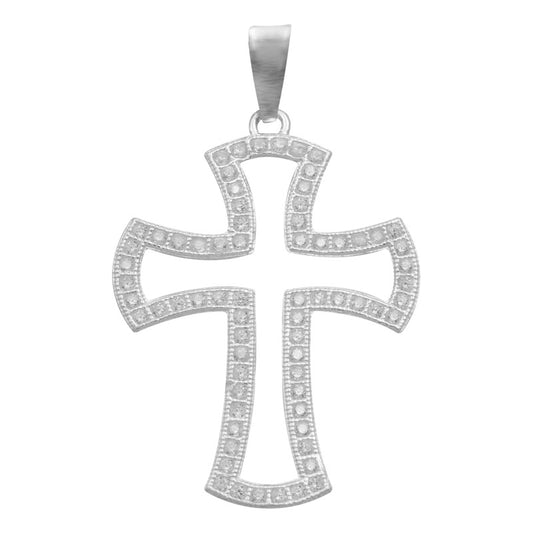 Dije Cruz Contorno Zirconias Hombre Mujer Regalo Plata 925 Blanco