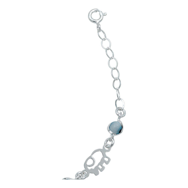Pulsera Ajustable Suerte Ojo Turco Regalo Dama Plata Ley925