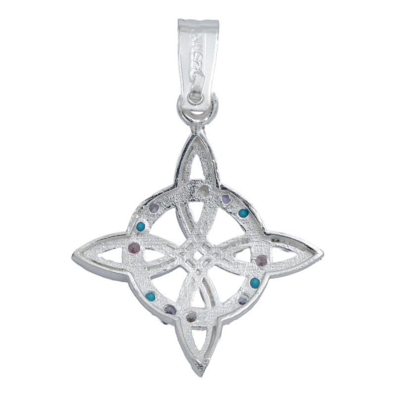Dije Nudo De Bruja Plano Con Zirconias En Plata Ley 925